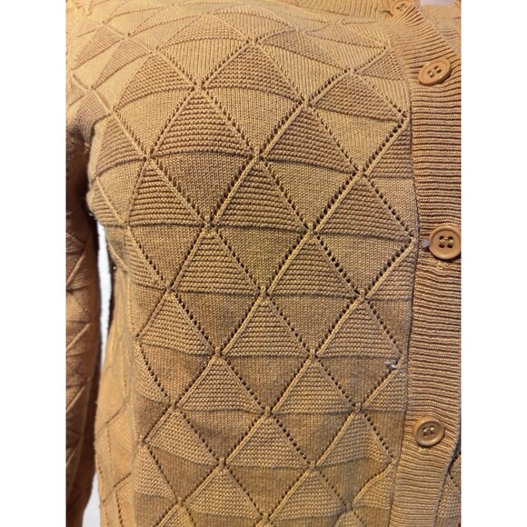 ModCloth Mustard Yellow Textured Knit Cardigan Sweater Women’s L - Picture 3 of 11